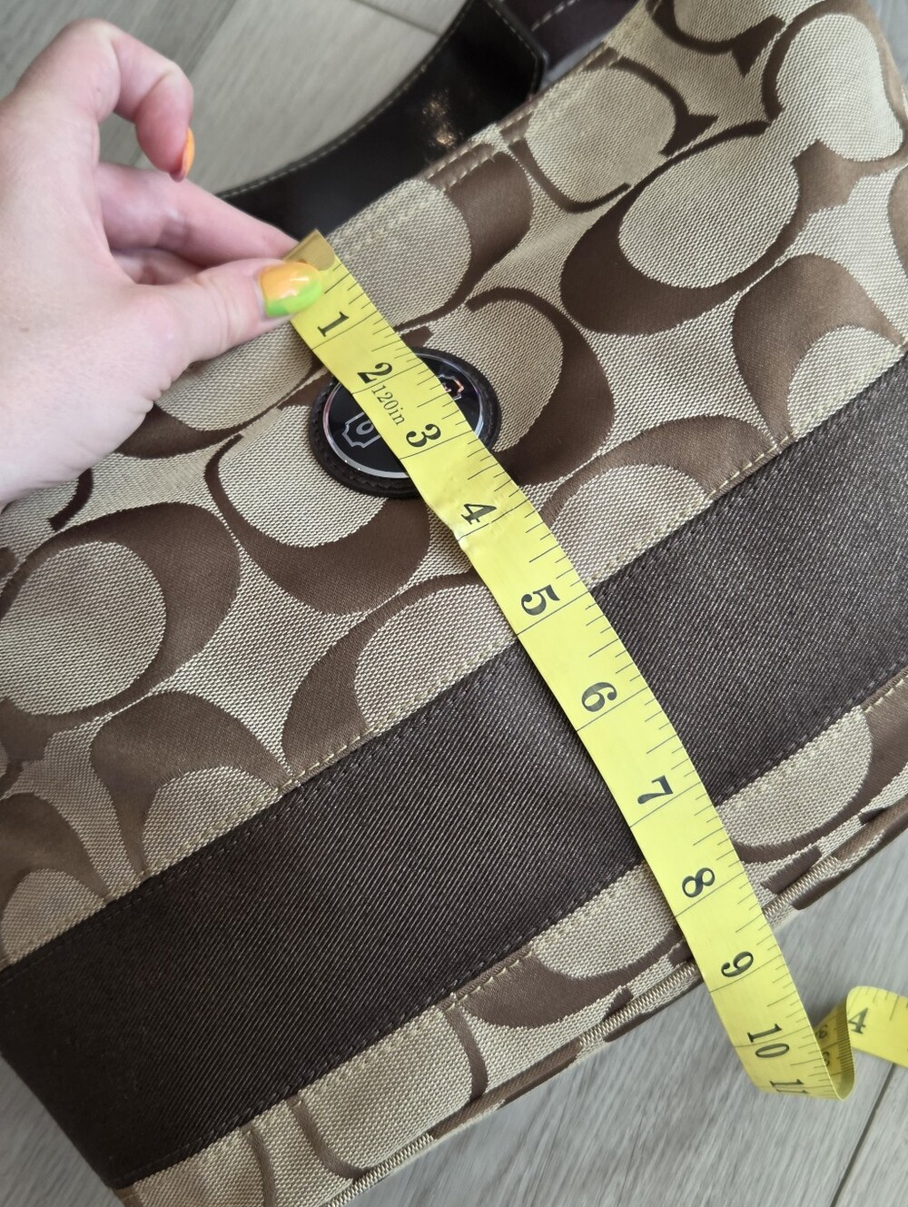 Coach F17434 Signature Stripe Hobo Shoulder Bag, Larger Size With Hang Tag - Picture 12 of 13